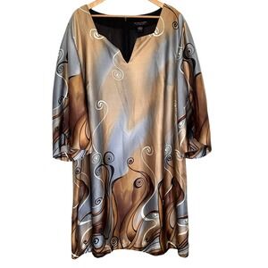 Signature By Robbie Bee Dress Women's Size 24W Abstract 3/4 Sleeve Zipper